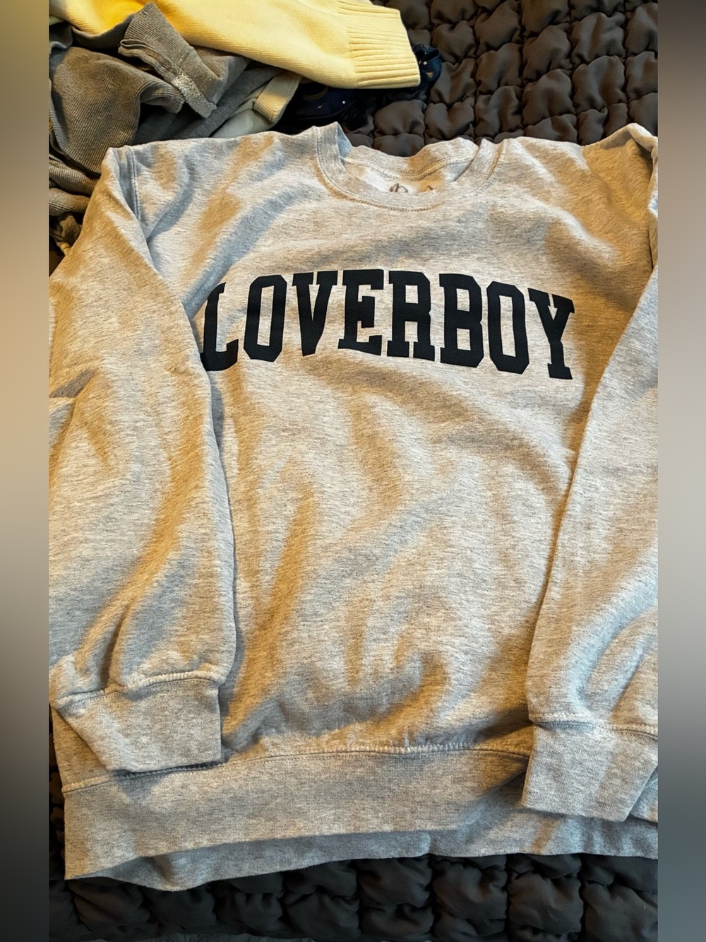 LOVERBOY Grey Crewneck Sweatshirt -  Cozy Pullover Large